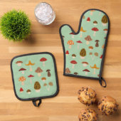 Herbstpilze Oven Mitt & Pot Holder Set (Oben Unten)