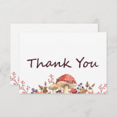 Herbstpilze, Pflanze und Blätter fallen flach ab Dankeskarte (Vorne/Hinten)