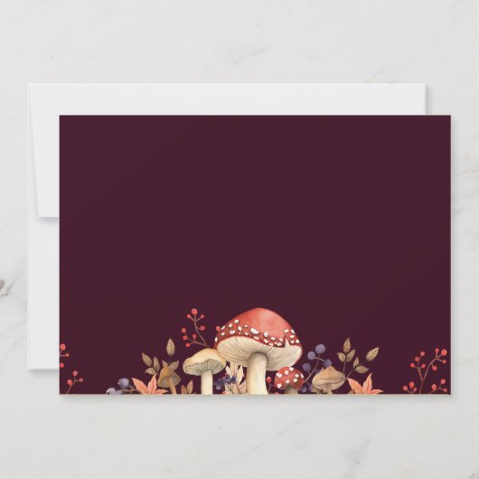 Herbstpilze, Pflanze und Blätter Hochzeit im Herbs Einladung (Rückseite)