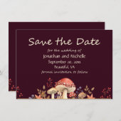 Herbstpilze, Pflanze und Blätter Hochzeit im Herbs Save The Date (Vorne/Hinten)