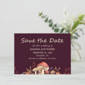 Herbstpilze, Pflanze und Blätter Hochzeit im Herbs Save The Date (Stehend Vorderseite)