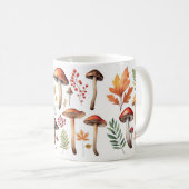Herbstpilze und Waldblätter Illustration Kaffeetasse (VorderseiteRechts)