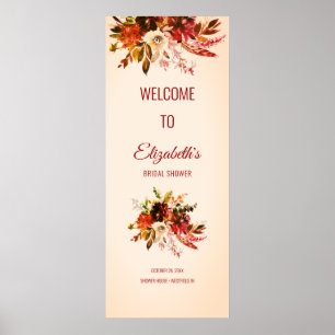 Herbstplendor floralrot gebürstetes Elfenbein-Brau Poster
