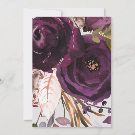 Herbstplum Hochzeit Speichern Sie das Datum Wasser Einladung (Rückseite)