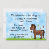 Herbstpony Geburtstagseinladung - Jungen Einladung (Rückseite)