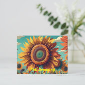 Herbstpostkarte, Herbst Sonnenblumen Grußkarte, Postkarte (Stehend Vorderseite)