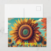 Herbstpostkarte, Herbst Sonnenblumen Grußkarte, Postkarte (Vorne/Hinten)