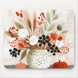 Herbstposy und rostgesprenkelter Topf Mousepad