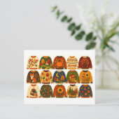 Herbstpullover-Collage Postkarte (Stehend Vorderseite)