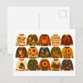 Herbstpullover-Collage Postkarte (Vorne/Hinten)