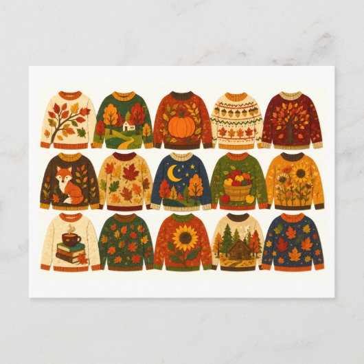 Herbstpullover-Collage Postkarte (Vorderseite)