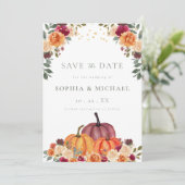 Herbstpumkins Fall Florals Foto Save the Date Einladung (Stehend Vorderseite)
