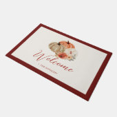 Herbstpumpen Blume BEGRÜSSEN FAMILIENNAMEN Fußmatte (Schrägansicht)