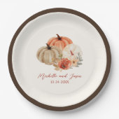 Herbstpumpen Blume Elegant Fallend in Liebe Pappteller (Vorderseite)