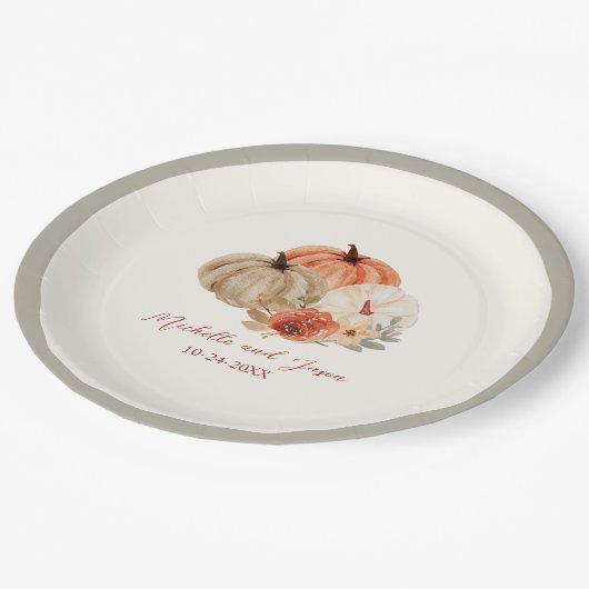 Herbstpumpen Blume Elegant Fallend in Liebe Pappteller (Schrägansicht)