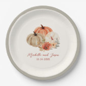 Herbstpumpen Blume Elegant Fallend in Liebe Pappteller (Vorderseite)