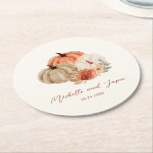 Herbstpumpen Blume Elegant Fallend in Liebe Runder Pappuntersetzer (Angewinkelt)