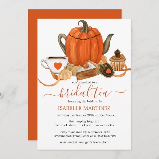 Herbstpumpen-Brautparty Einladung (Vorne/Hinten)