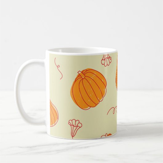 Herbstpumpen: Doodle Orange Muster. Kaffeetasse (Links)