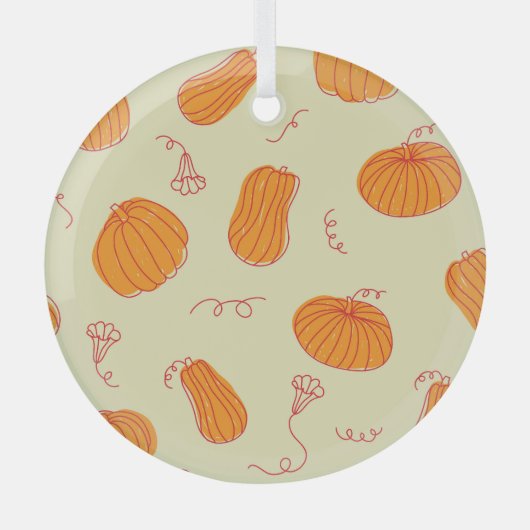 Herbstpumpen: Doodle Orange Muster. Ornament Aus Glas (Vorderseite)