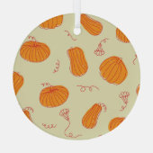 Herbstpumpen: Doodle Orange Muster. Ornament Aus Glas (Rückseite)