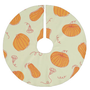 Herbstpumpen: Doodle Orange Muster. Polyester Weihnachtsbaumdecke