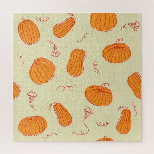 Herbstpumpen: Doodle Orange Muster. Puzzle (Vertikal)