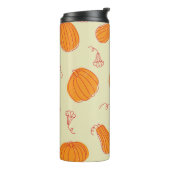 Herbstpumpen: Doodle Orange Muster. Thermosbecher (Nach links gedreht)
