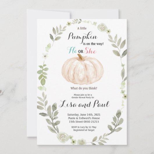 Herbstpumpen - Einladung zur Genderoffenbarung (Vorderseite)