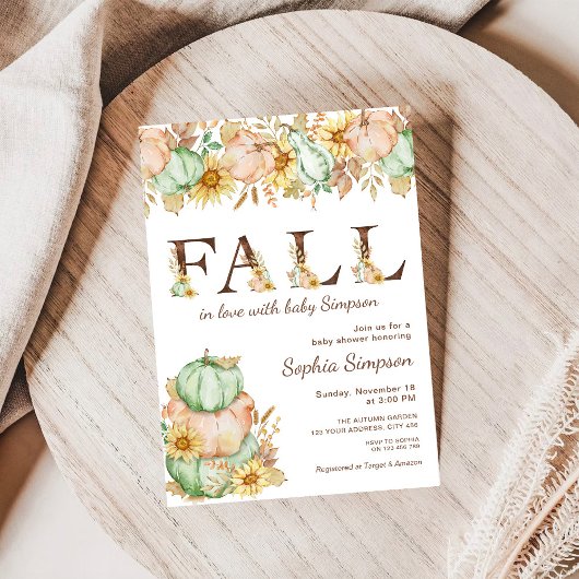 Herbstpumpen fallen in Liebe Kinderdusche Einladung