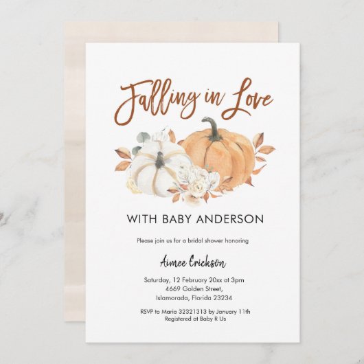 Herbstpumpen Fallend in Liebe Kinderdusche Einladu Einladung (Vorne/Hinten)