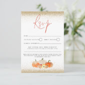 Herbstpumpen floraler Glitzer Herbstkrippe QR-Code RSVP Karte (Stehend Vorderseite)