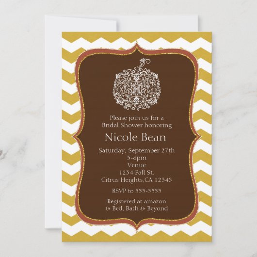 Herbstpumpen & Gold Zickzack Elegante Einladung (Vorderseite)