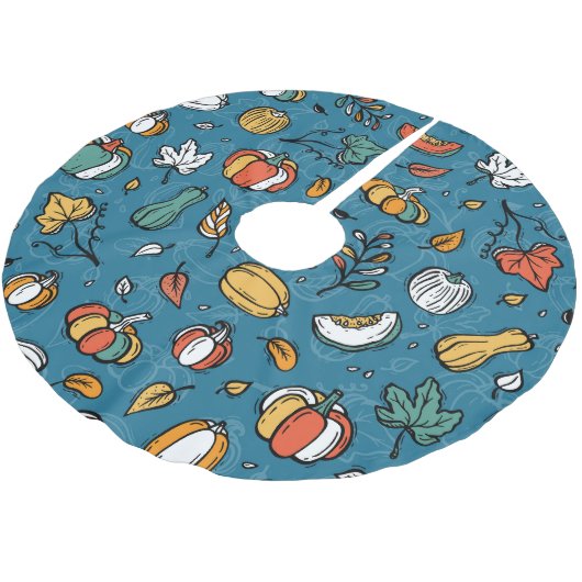 Herbstpumpen: Handgezogene Gemüse Polyester Weihnachtsbaumdecke (Schrägansicht)