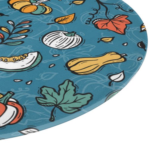 Herbstpumpen: Handgezogene Gemüse Schneidebrett (Ecke)