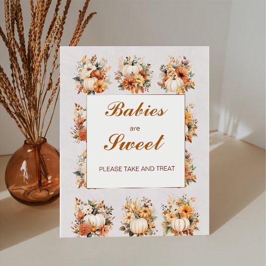 Herbstpumpen Kinder sind eine süße Babydusche Sockelschild