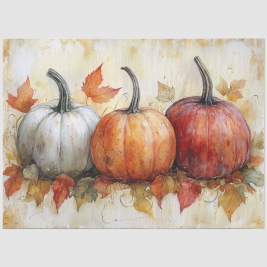 Herbstpumpen mit Blätter Decoupage Seidenpapier (Vorderseite)
