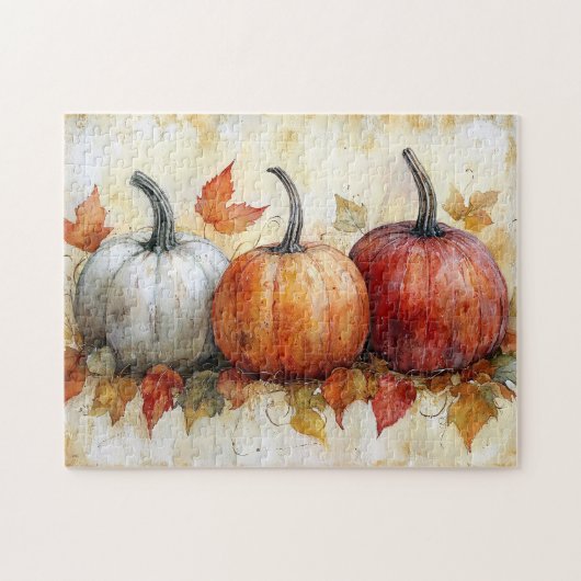 Herbstpumpen mit Blätter Puzzle (Horizontal)