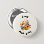 Herbstpumpen mit Blume Erntedank Button (Vorne & Hinten)