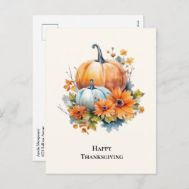 Herbstpumpen mit Blume Erntedank Feiertagspostkarte