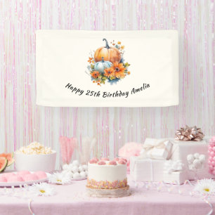 Herbstpumpen mit Blume und Blättern Geburtstag Banner