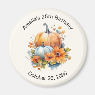 Herbstpumpen mit Blume und Blättern Geburtstag Magnet