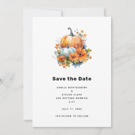 Herbstpumpen mit Blume und Foliage-Hochzeit Save The Date
