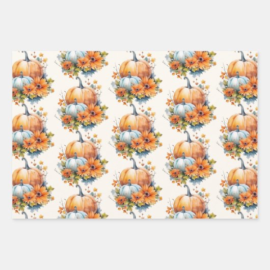 Herbstpumpen mit Blume und Folientafeln Geschenkpapier Set (Vorderseite)