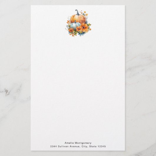 Herbstpumpen mit Blume und Folies Briefpapier (Vorderseite)