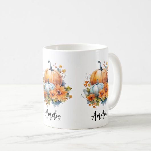 Herbstpumpen mit Blume und Folies Kaffeetasse (VorderseiteRechts)