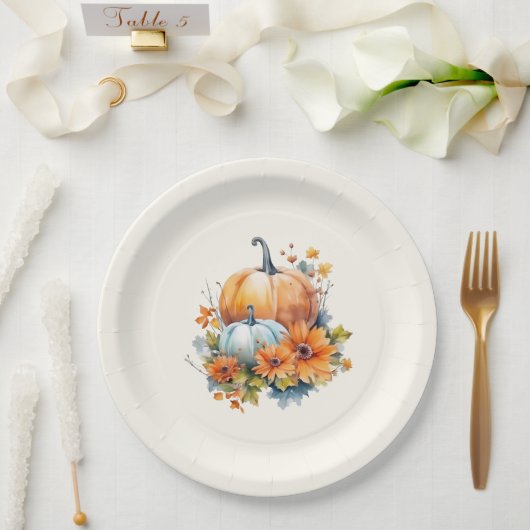 Herbstpumpen mit Blume und Folies Pappteller (Hochzeit)