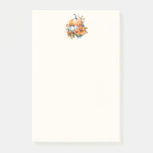 Herbstpumpen mit Blume und Folies Post-it Klebezettel