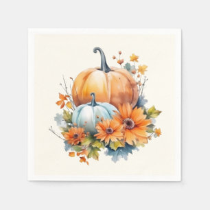 Herbstpumpen mit Blume und Folies Serviette