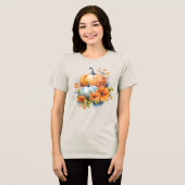 Herbstpumpen mit Blume und Folies Tri-Blend Shirt (Vorderseite voll)